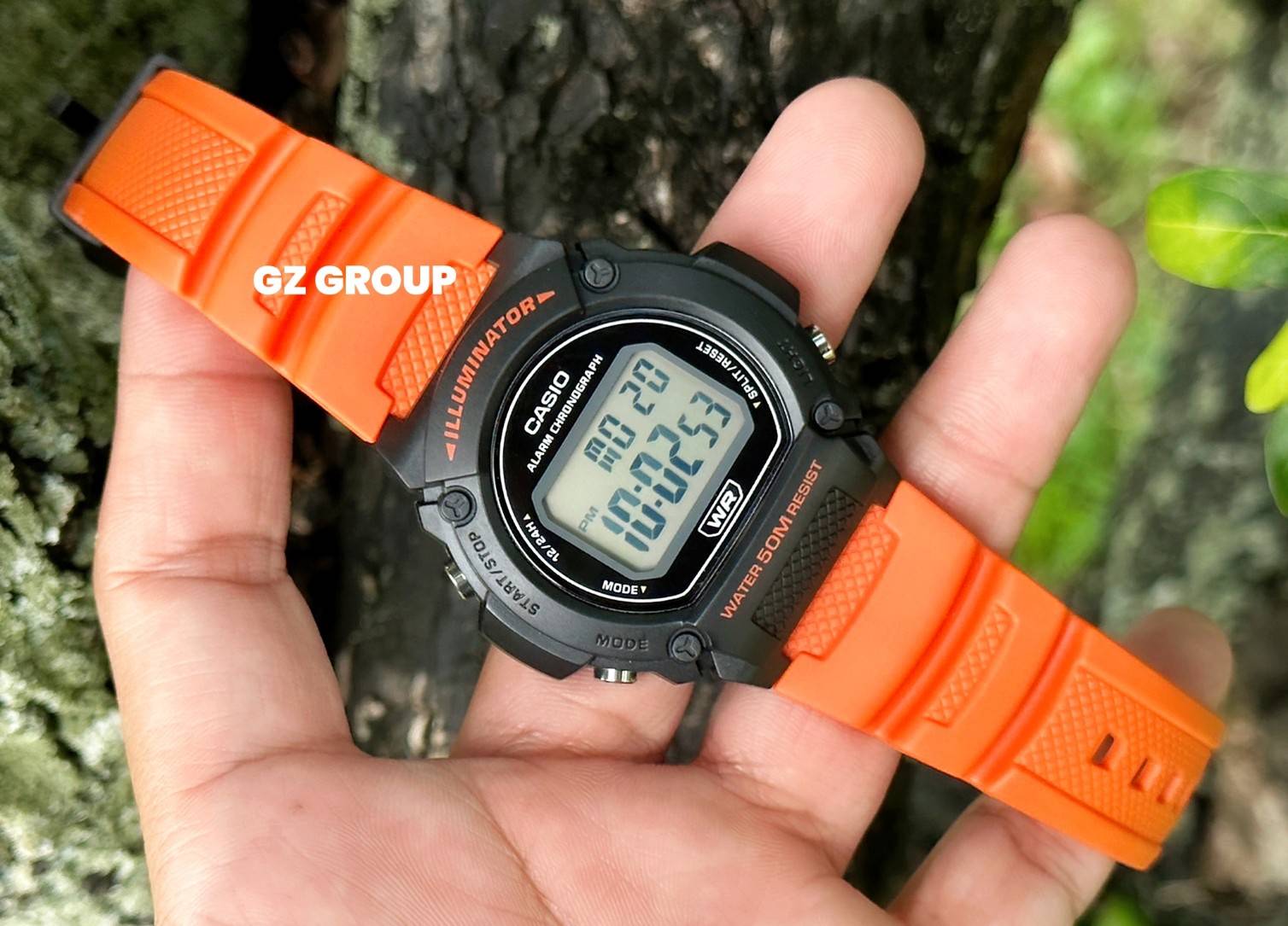 CASIO นาฬิกาคาสิโอ นาฬิกาข้อมือ นาฬิกากันน้ำ นาฬิกาของแท้ ประกันศูนย์ CMG 1 ปี รุ่น W-219H-4A นาฬิกาสีส้ม