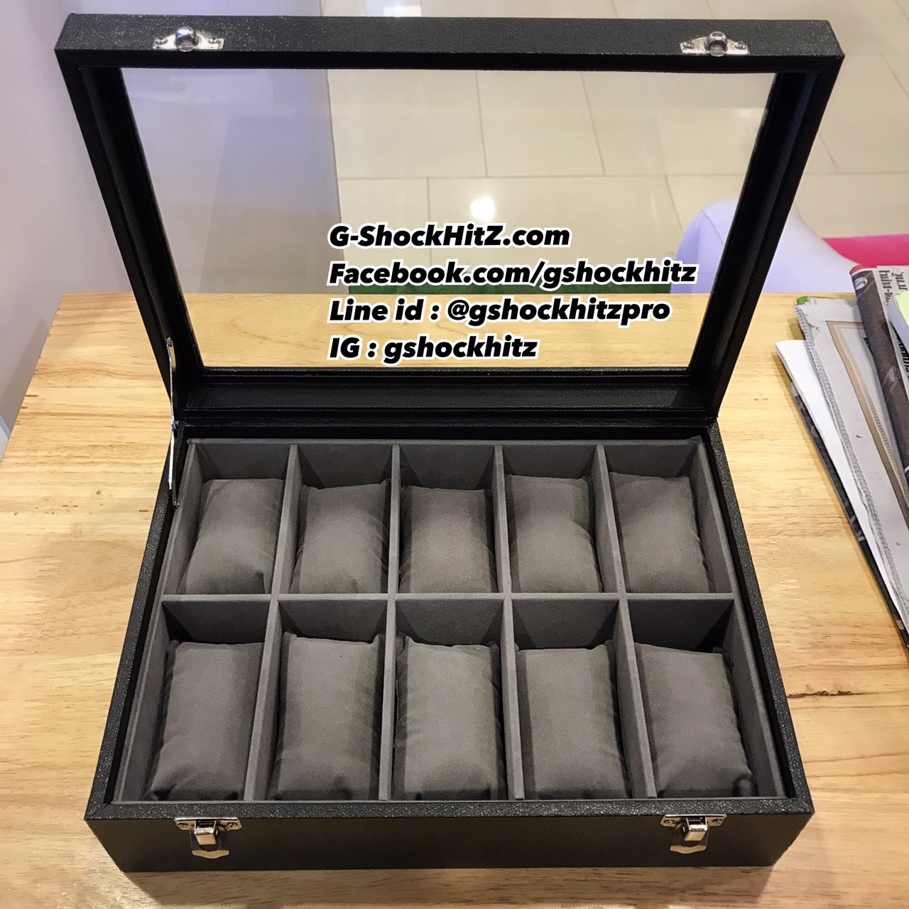 กล่องเก็บนาฬิกา 10 เรือน พร้อมส่ง กล่องนาฬิกา กล่องใส่นาฬิกา สีดำ / สีแดง / สีเทา / สีครีม