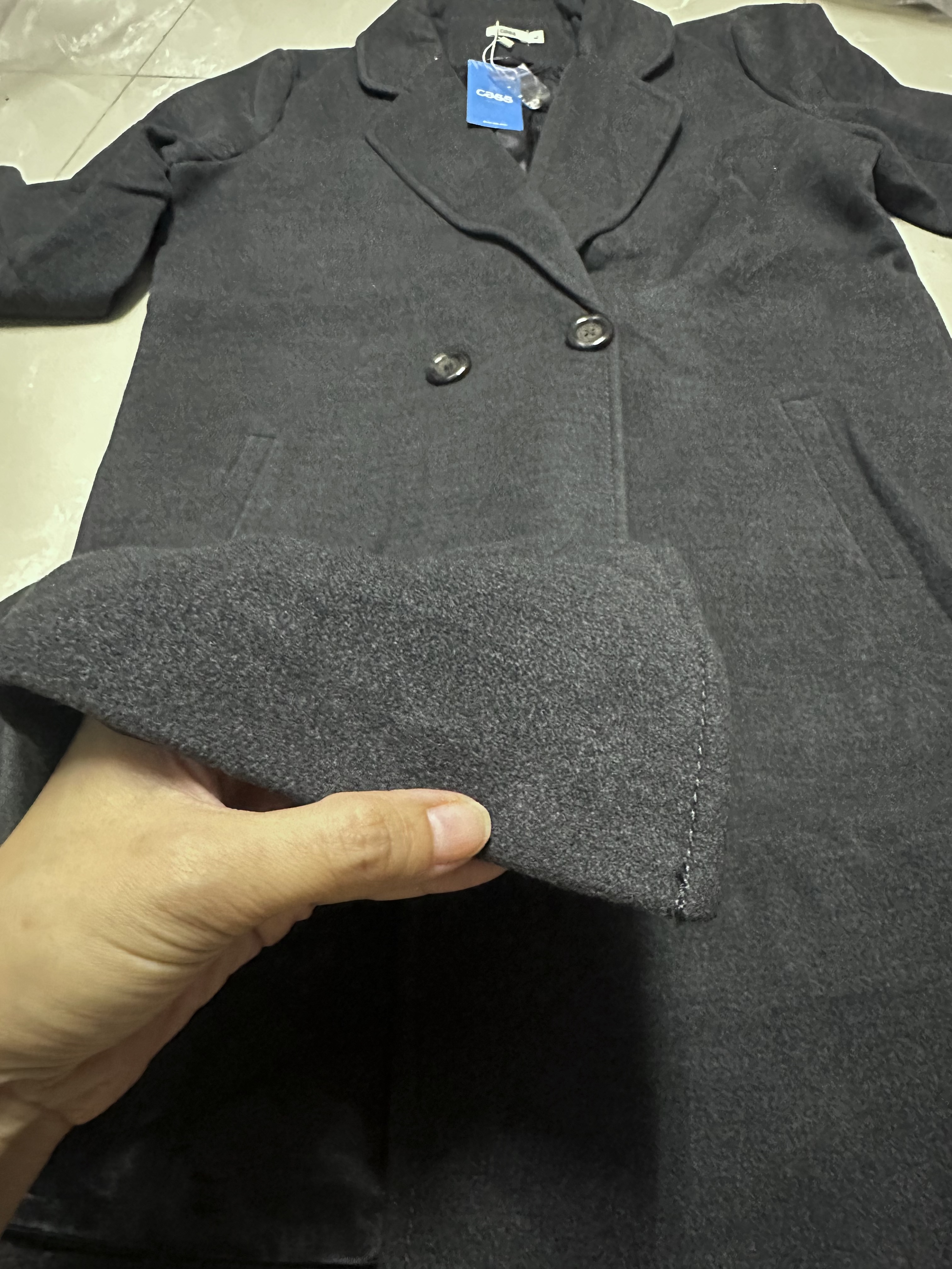 Cass เสื้อโค้ท เสื้อกันหนาว เนื้อผ้าสักหลาดวูล สีนู้ดกะปิ แบรนด์ CASS