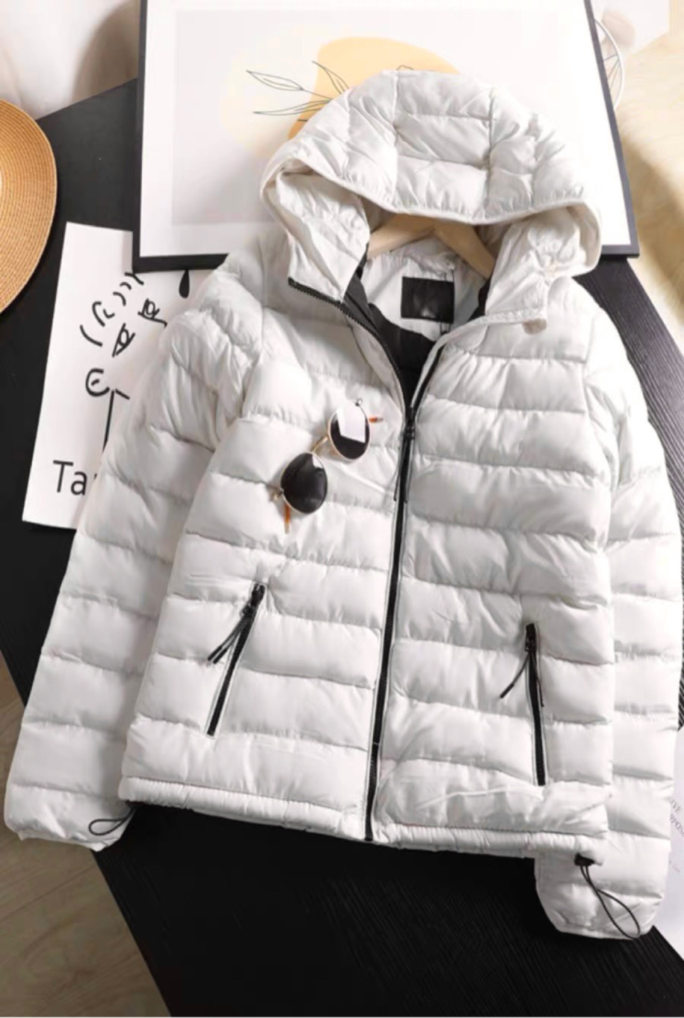 เสื้อกันหนาว เสื้อฮู้ดเฟอร์ บุนวมอุ่น สีขาว แบรนด์ FB SISTER (padded puffer coat สำเนา ขาว