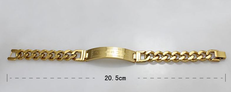สร้อยข้อมือผู้ชาย สีทอง สร้อยข้อมือ 316L Stainless steel ทอง 18 K ลายโซ่ทอง แกะลาย Jesus ไม้กางเขน สร้อยข้อมือโซ่ทอง ใส่ออกงาน 114430