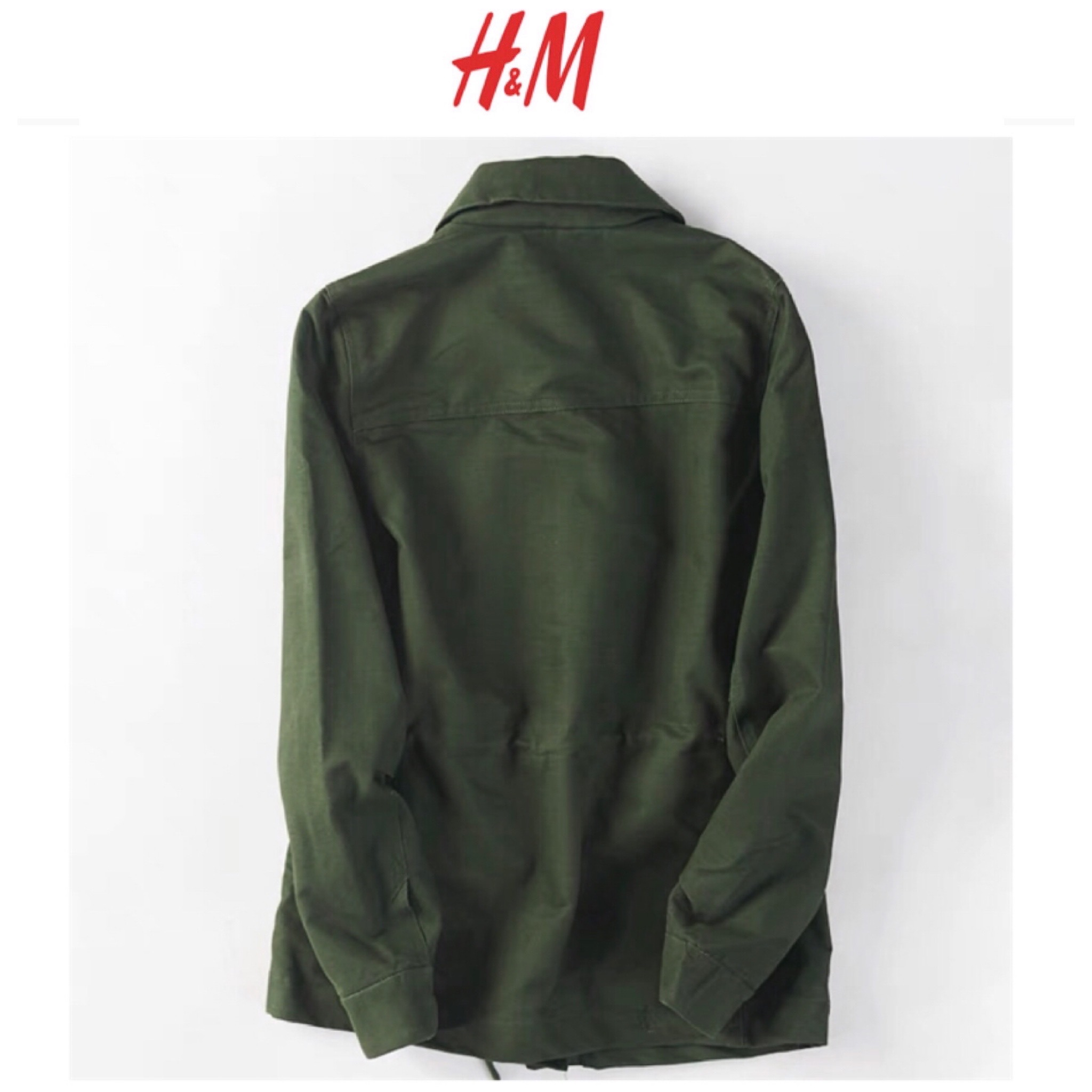 H&m เสื้อนอกเขียวทหาร เสื้อแจ็คเก็ต เสื้อฮู้ด แนวทหาร แพทเทินสวย เท่ห์ มาก คะ งาน H&M ตัดป้าย เขียว