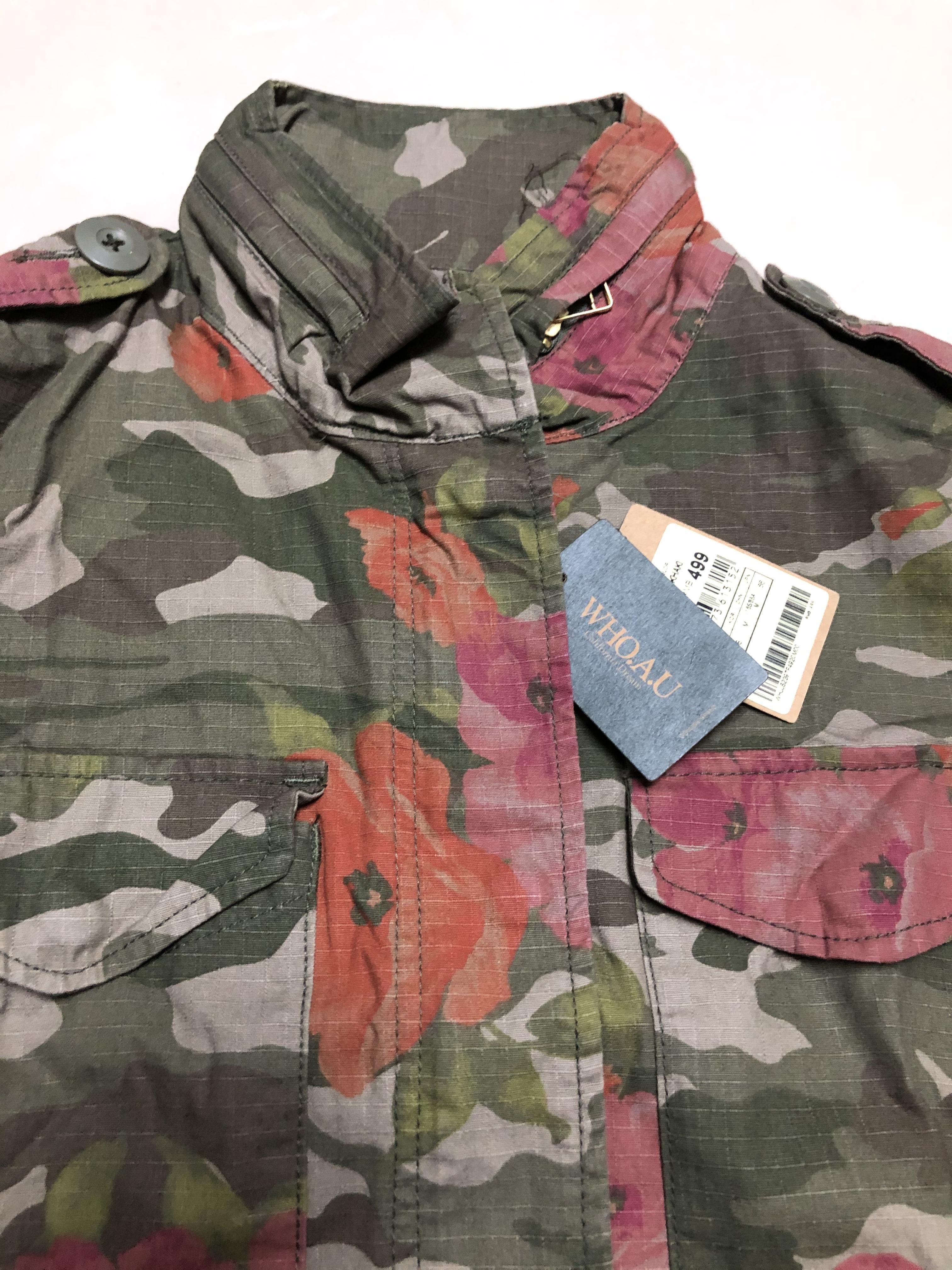 Who.au เสื้อนอกทหาร เสื้อแจ็คเก็ต ลายพรางFlora camo แนวทหาร แพทเทินสวย เท่ห์ มาก แบรนด์Who.Au คะ สำเนา สำเนา สำเนา สำเนา สำเนา เขียว