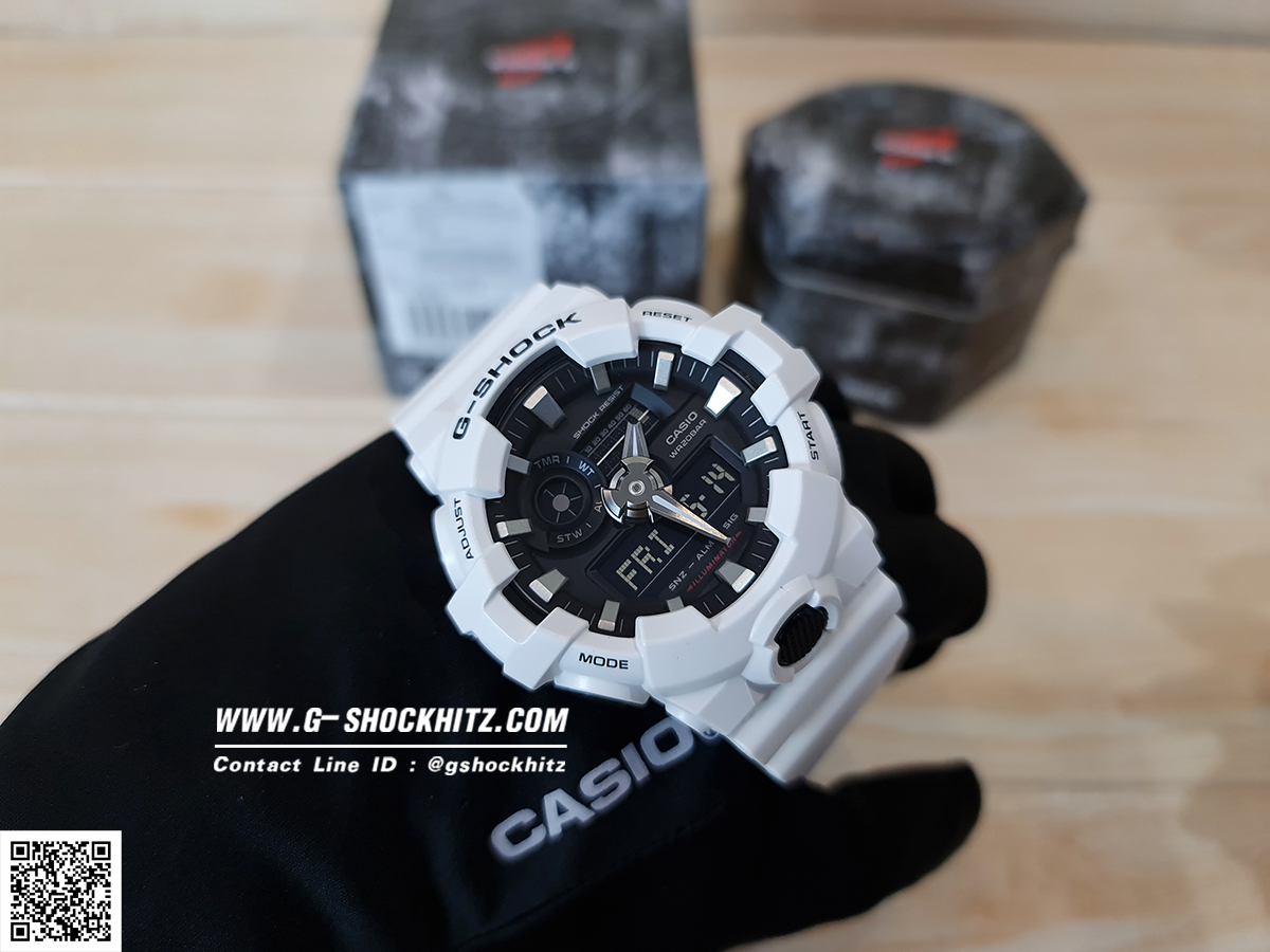 CASIO MID YEAR SALE G-SHOCK นาฬิกาข้อมือ นาฬิกากันน้ำ นาฬิกาของแท้ ประกันศูนย์ CMG 1 ปี รุ่น GA-700-7A นาฬิกาสีขาว