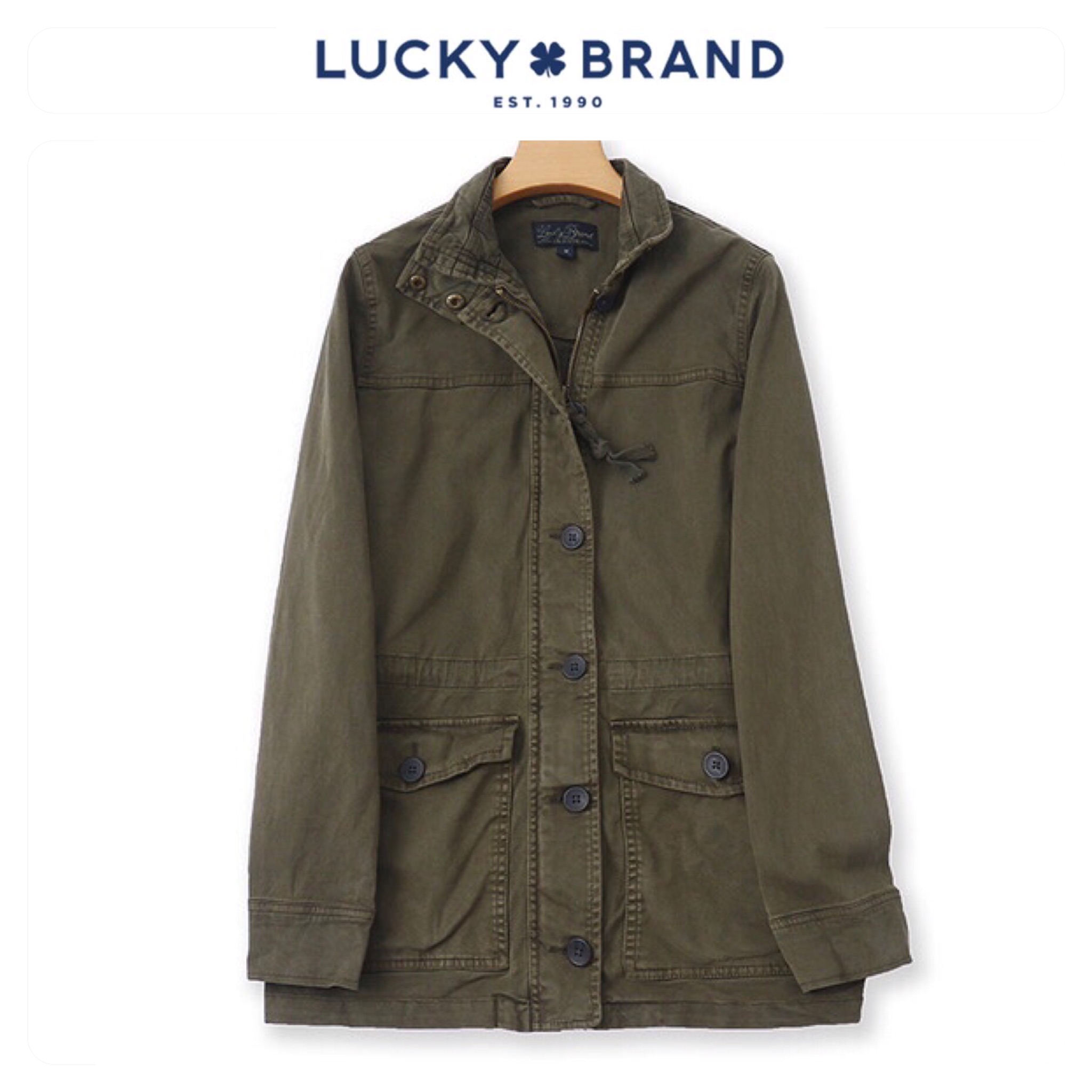 LUCKY BRAND เสื้อนอกเขียวทหาร เสื้อแจ็คเก็ต แนวทหาร แพทเทิน Lucky brandสวย เท่ห์ มาก แบรนด์ In extenso สำเนา เขียว