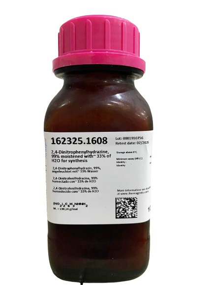 2,4-Dinitrophenylhydrazine 99% Moistened with~ 33% of H2O, Synthesis 100g PanReac™