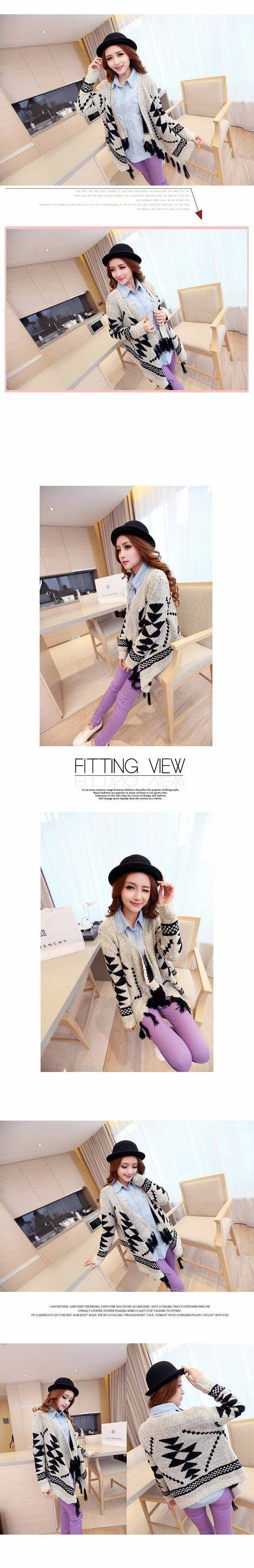 เสื้อหนาว ไหมพรมแซมดิ้นเงิน ลายถักชนเผ่า ชายแต่งพู่ งานZARA KNIT