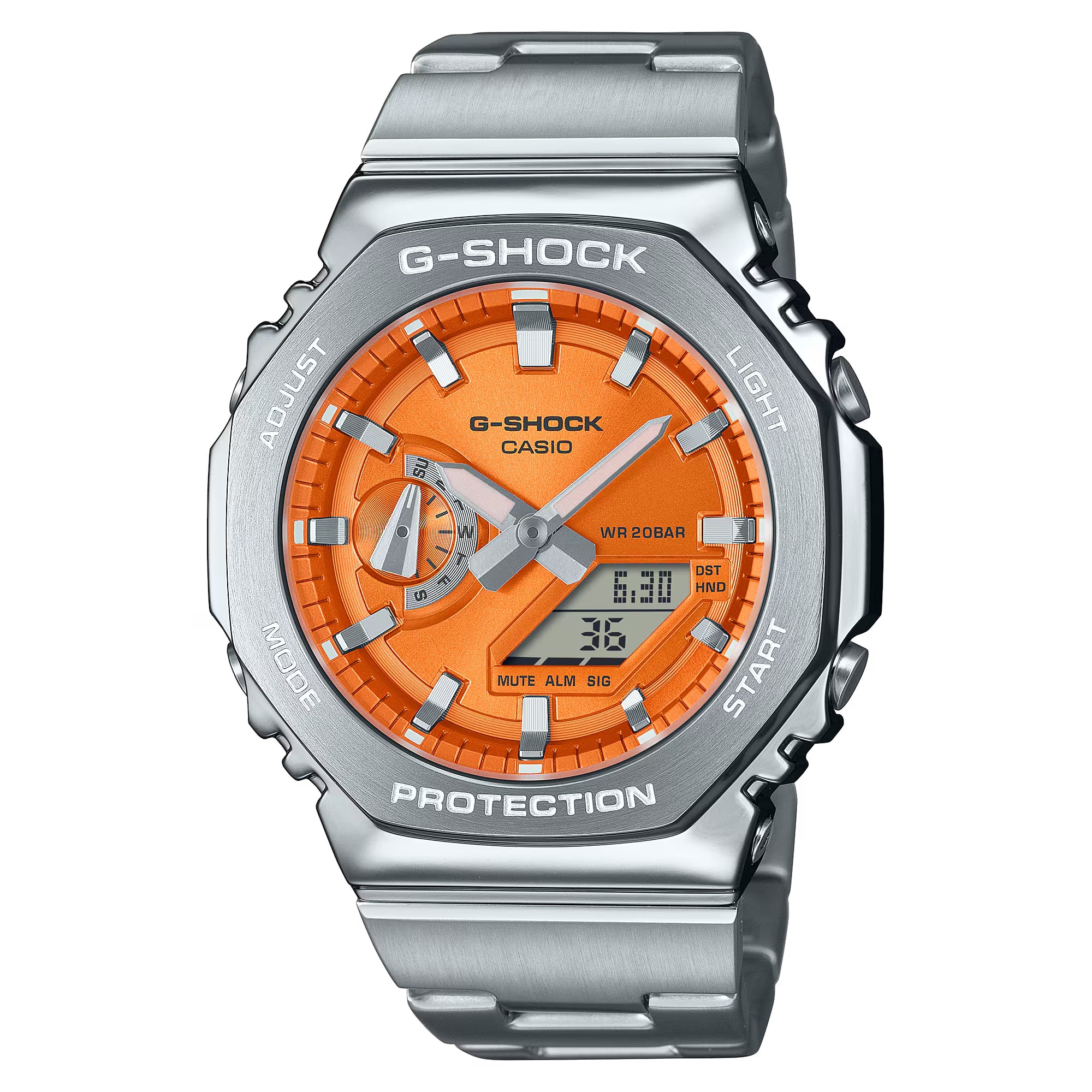 CASIO G-SHOCK นาฬิกาข้อมือ นาฬิกากันน้ำ นาฬิกาของแท้ ประกันศูนย์ CMG 1 ปี รุ่น GM-2110D-4A นาฬิกาสีเงิน