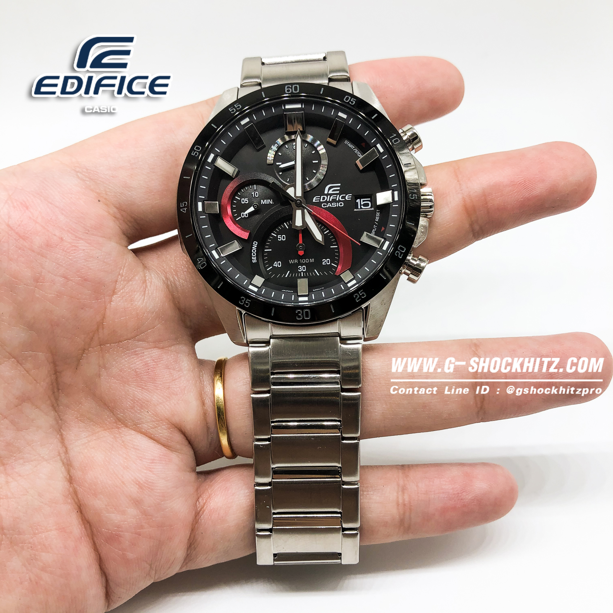 CASIO EDIFICE นาฬิกาข้อมือ นาฬิกากันน้ำ นาฬิกาของแท้ ประกันศูนย์ CMG 1 ปี รุ่น EFR-571DB-1A1 นาฬิกาสีเงิน