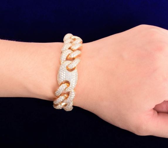 สร้อยข้อมือชาย แฟชั่น สร้อยข้อมือ เพชร เต็มเส้น แบบหรูหรา สร้อยข้อมือ ฝังเพชร CZ AAA สวยหรู 245658