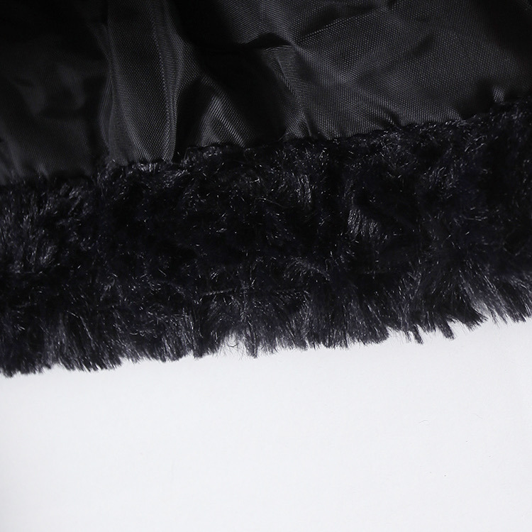 Page เสื้อเฟอร์กันหนาว หมวกฮู้ด เสื้อขน Fluffy coat แบรนด์ page One สำเนา ดำ