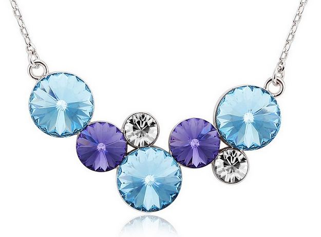 สร้อยคอ ผู้หญิง สร้อยคอ คริสตัลแท้ จาก Swarovski สร้อยคอ แบบ แผงคอ เล็ก ๆ ใส่คริสตัล หลากสี ทรงกลม ชมพู ฟ้า ม่วง อมิทิสต์ ของขวัญให้แฟน 311435