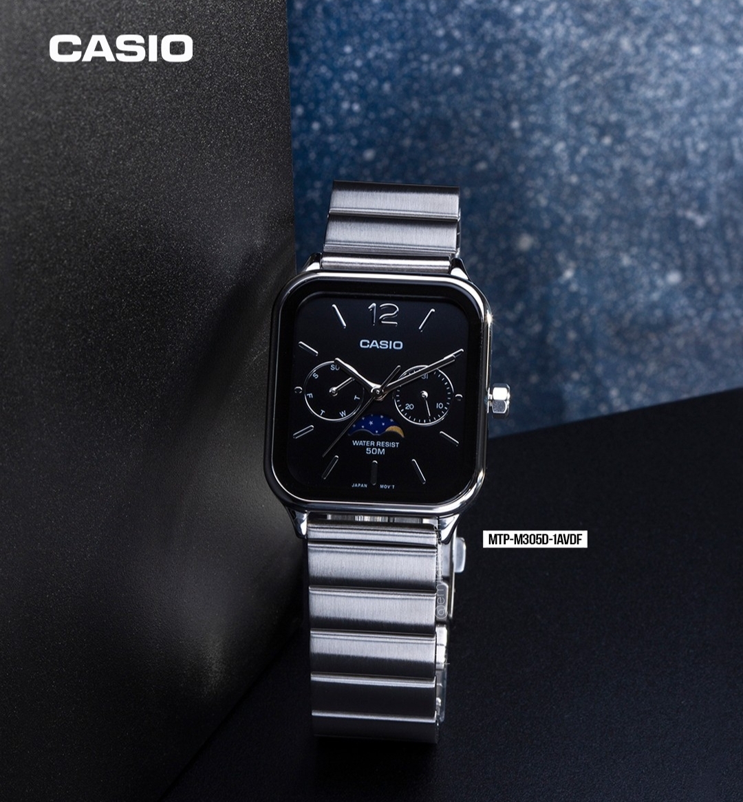 CASIO นาฬิกาคาสิโอ นาฬิกาข้อมือ นาฬิกากันน้ำ นาฬิกาของแท้ ประกันศูนย์ CMG 1 ปี รุ่น MTP-M305D นาฬิกาสีเงิน