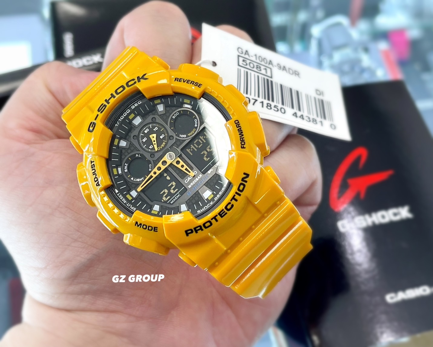 CASIO G-SHOCK นาฬิกาข้อมือ นาฬิกากันน้ำ นาฬิกาของแท้ ประกันศูนย์ CMG 1 ปี รุ่น GA-100A-9A นาฬิกาสีเหลือง