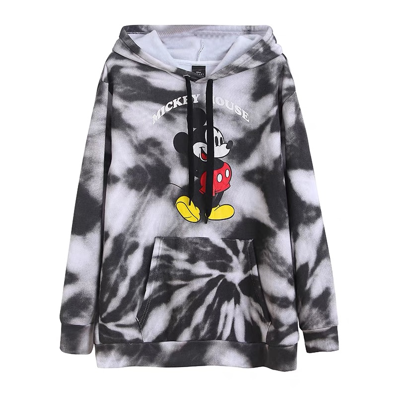 เสื้อฮู้ด สเวตเตอร์Mickey กันหนาว DISNEY Authentic Original Walt Disney World Hoodie Jacket สีมัดย้อมเทาดำ เทา