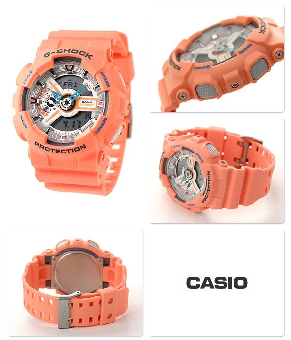 CASIO G-SHOCK นาฬิกาข้อมือ นาฬิกากันน้ำ นาฬิกาของแท้ ประกันศูนย์ CMG 1 ปี รุ่น GA-110DN-4A นาฬิกาสีส้ม