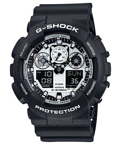 CASIO G-SHOCK นาฬิกาข้อมือ นาฬิกากันน้ำ นาฬิกาของแท้ ประกันศูนย์ CMG 1 ปี รุ่น GA-100BW-1A นาฬิกาสีดำ