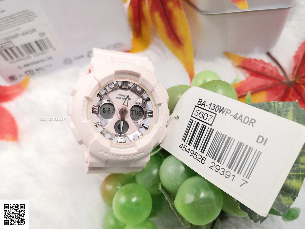 CASIO BABY-G นาฬิกาข้อมือ นาฬิกากันน้ำ นาฬิกาของแท้ ประกันศูนย์ CMG 1 ปี รุ่น BA-130WP-4A นาฬิกาสีชมพู