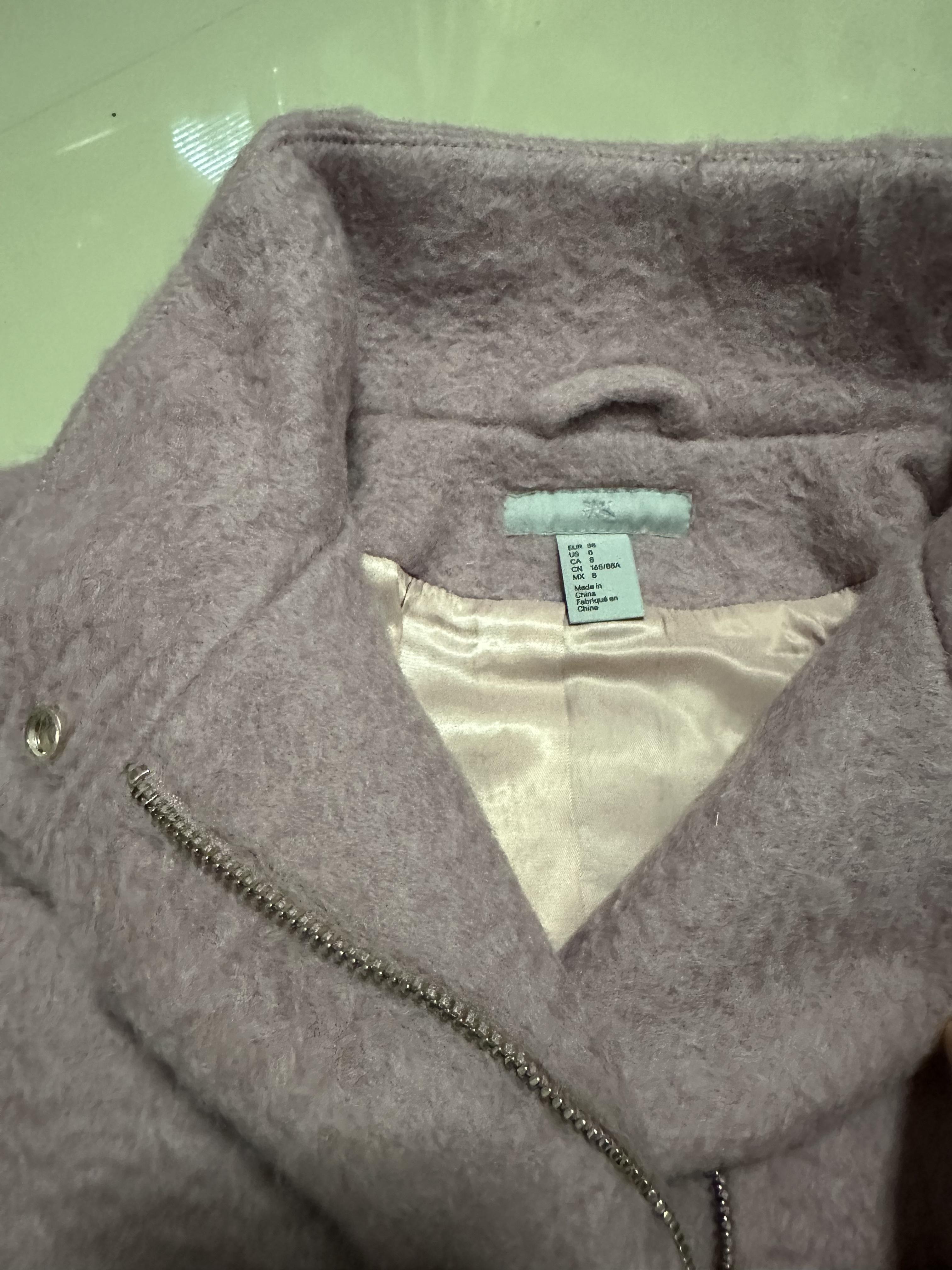 เสื้อโค้ท เสื้อกันหนาว เนื้อผ้าสักหลาด สีม่วงอ่อน แบรนด์ H&M