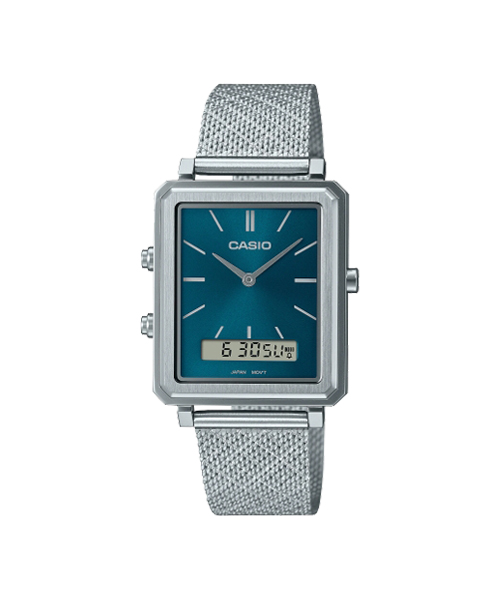 CASIO นาฬิกาคาสิโอ นาฬิกาข้อมือ นาฬิกากันน้ำ นาฬิกาของแท้ ประกันศูนย์ CMG 1 ปี รุ่น MTP-B205M-3E นาฬิกาสีเงิน