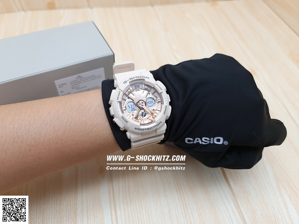 CASIO G-SHOCK นาฬิกาข้อมือ นาฬิกากันน้ำ นาฬิกาของแท้ ประกันศูนย์ CMG 1 ปี รุ่น GMA-S120MF-4A นาฬิกาสีชมพู
