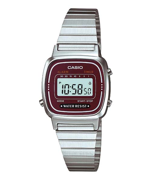CASIO นาฬิกาคาสิโอ นาฬิกาข้อมือ นาฬิกากันน้ำ นาฬิกาของแท้ ประกันศูนย์ CMG 1 ปี รุ่น LA670WA-4D นาฬิกาสีเงิน
