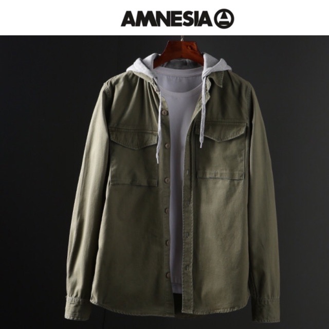 Amnesia เสื้อนอก เสื้อแจ็คเก็ต ผู้ชาย เขียวทหาร สวย เท่ห์ แบรนด์ AMNESIA แท้ 💯%มาก คะ Size L/XL/XXL สำเนา สำเนา สำเนา สำเนา สำเนา เขียว