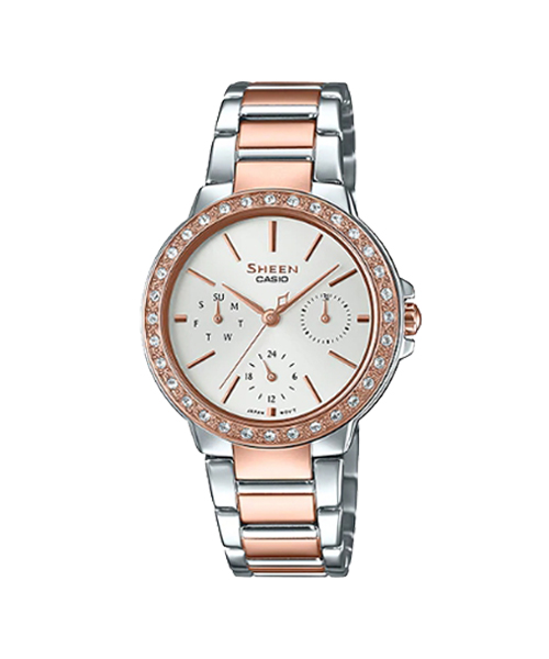 CASIO SHEEN นาฬิกาข้อมือ นาฬิกากันน้ำ นาฬิกาของแท้ ประกันศูนย์ CMG 1 ปี รุ่น SHE-3069SPG-7A นาฬิกาสีเงิน