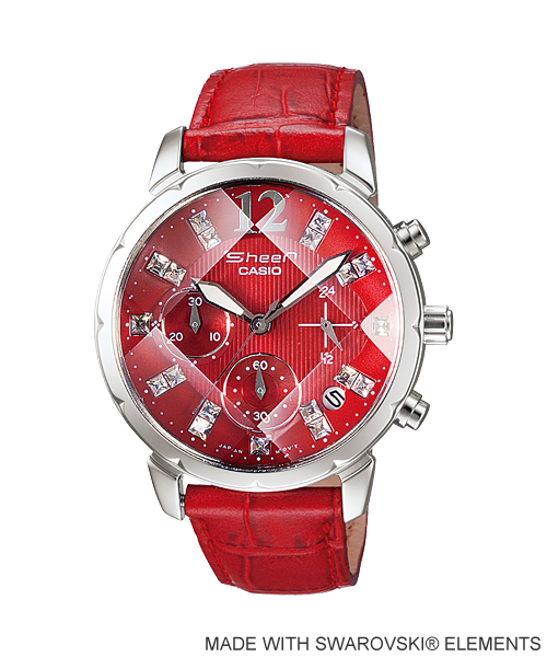 CASIO SHEEN นาฬิกาข้อมือ นาฬิกากันน้ำ นาฬิกาของแท้ ประกันศูนย์ CMG 1 ปี รุ่น SHN-5010L-4ADR นาฬิกาสีแดง