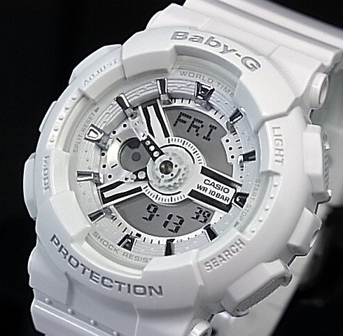 CASIO BABY-G นาฬิกาข้อมือ นาฬิกากันน้ำ นาฬิกาของแท้ ประกันศูนย์ CMG 1 ปี รุ่น BA-110-7A3 นาฬิกาสีขาว