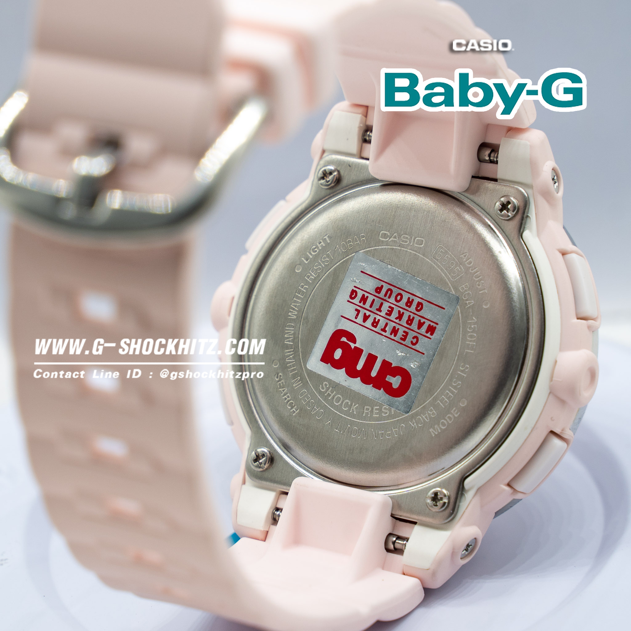 CASIO BABY-G นาฬิกาข้อมือ นาฬิกากันน้ำ นาฬิกาของแท้ ประกันศูนย์ CMG 1 ปี รุ่น BGA-150FL-4A นาฬิกาสีชมพู