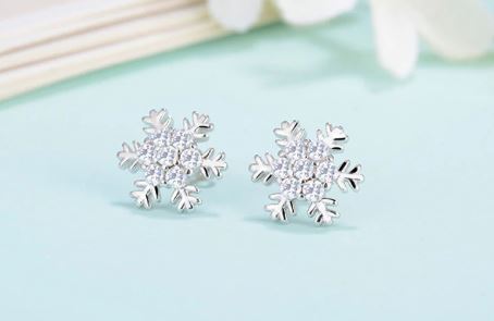 ต่างหู ตุ้มหูเพชร ลาย หิมะ snow ฝังเพชร CZ AAA ใส่สวย ดูดี มีระดับ ต่างหูแฟชั่น เก๋ ๆ อินเทรนด์ 189344