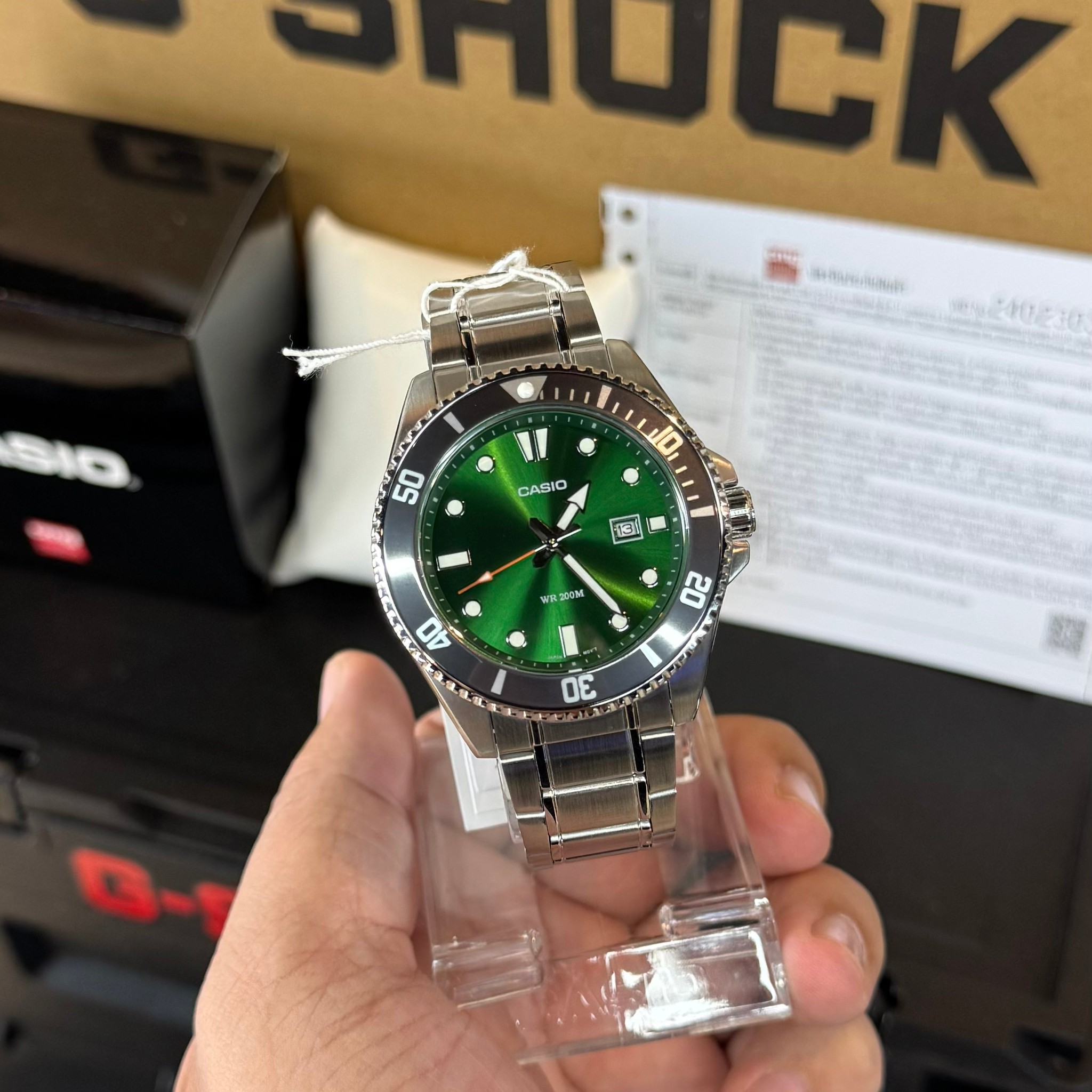 CASIO นาฬิกาคาสิโอ นาฬิกาข้อมือ นาฬิกากันน้ำ นาฬิกาของแท้ ประกันศูนย์ CMG 1 ปี รุ่น MDV-107D-3A2 นาฬิกาสีเงิน