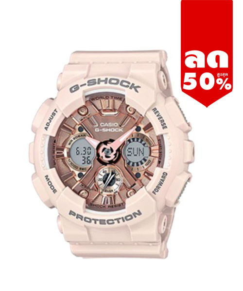 CASIO G-SHOCK นาฬิกาข้อมือ นาฬิกากันน้ำ นาฬิกาของแท้ ประกันศูนย์ CMG 1 ปี รุ่น GMA-S120MF-4A นาฬิกาสีชมพู