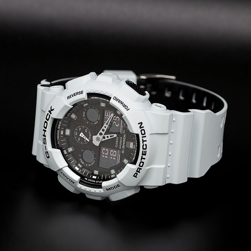 CASIO G-SHOCK นาฬิกาข้อมือ นาฬิกากันน้ำ นาฬิกาของแท้ ประกันศูนย์ CMG 1 ปี รุ่น GA-100L-7A นาฬิกาสีขาว