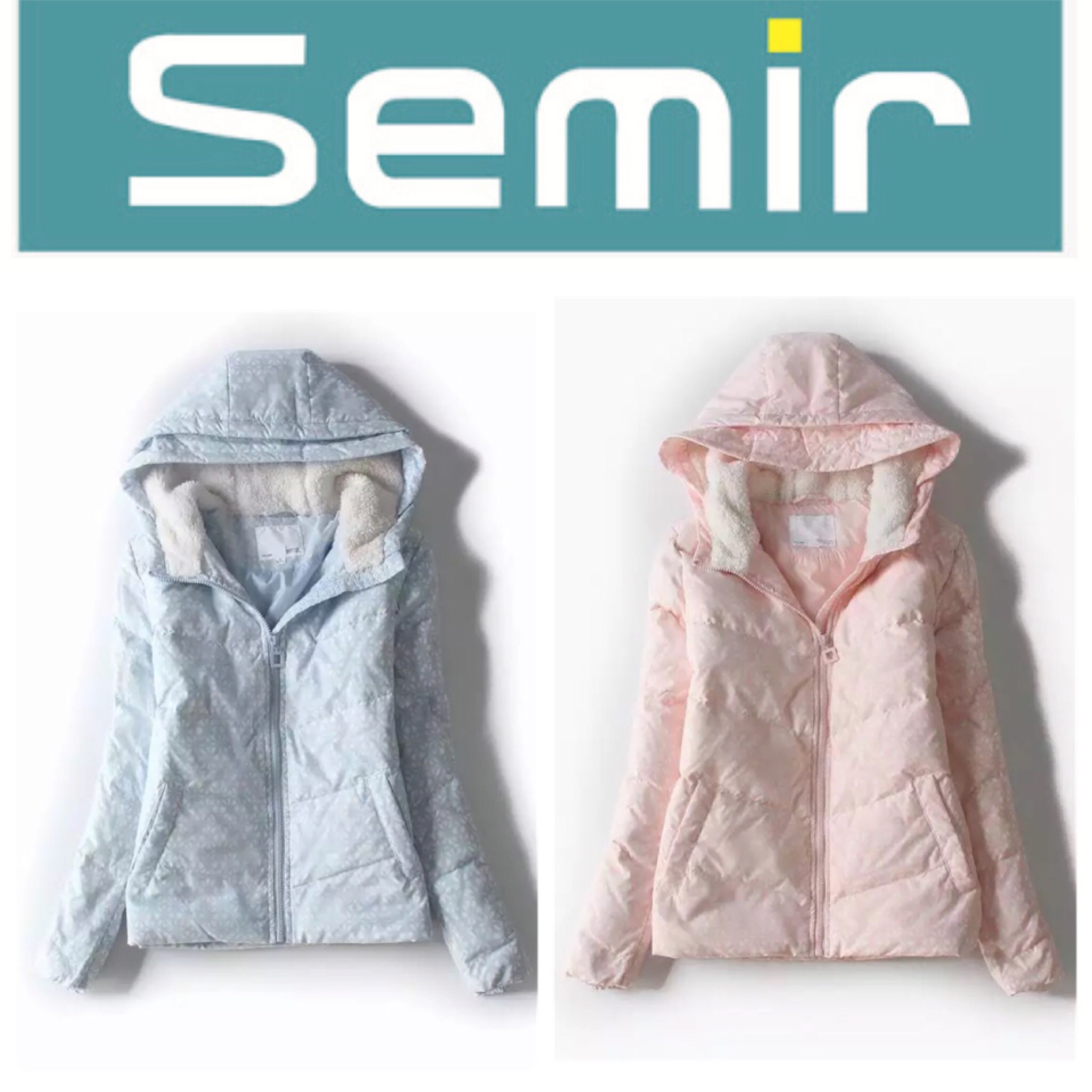 เสื้อกันหนาวขนเป็ด เสื้อกันหนาวบุ ขนเป็ด แต่งหมวกฮูท สีฟ้าอ่อน แบรนด์SEMIR Down 80% ฟ้า