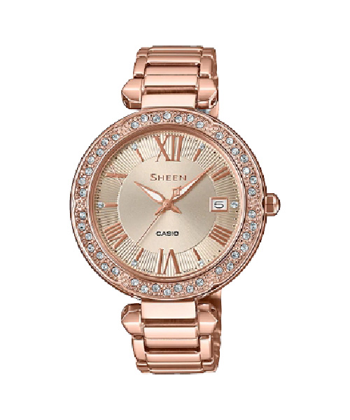 CASIO SHEEN นาฬิกาข้อมือ นาฬิกากันน้ำ นาฬิกาของแท้ ประกันศูนย์ CMG 1 ปี รุ่น SHE-4057PG-4A นาฬิกาสีน้ำตาล