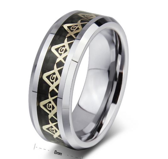 แหวนผู้ชาย แหวนช่าง แหวนวิศวะ สีดำ แหวน Tungsten carbide เลเซอร์ สัญลักษณ์ ช่าง ตัดขอบด้วยสีเงิน สุดหรู แหวนเท่ ๆ ให้แฟน 210531