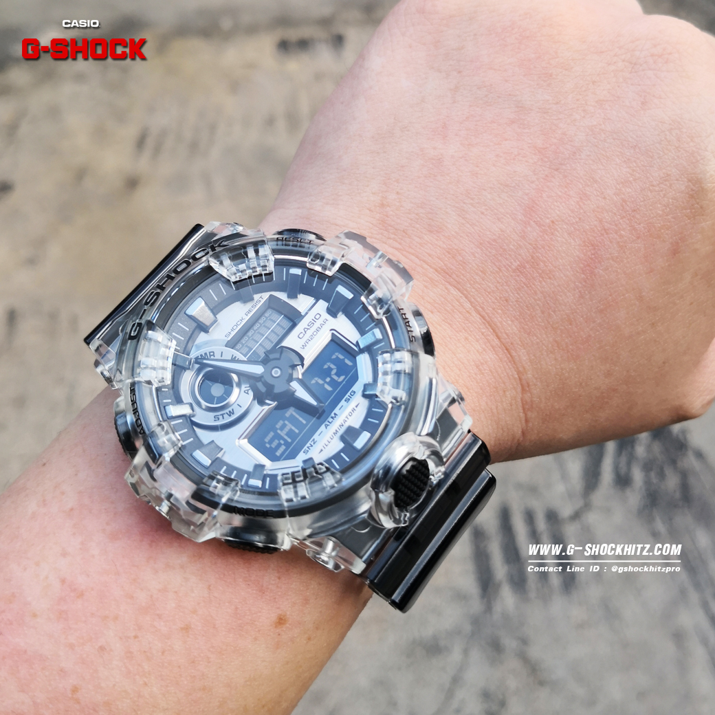 CASIO G-SHOCK นาฬิกาข้อมือ นาฬิกากันน้ำ นาฬิกาของแท้ ประกันศูนย์ CMG 1 ปี รุ่น GA-700SK-1A นาฬิกาสีใส