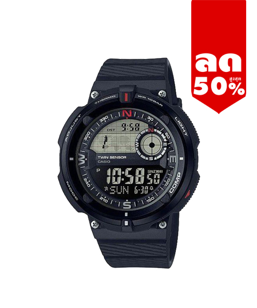 CASIO นาฬิกาคาสิโอ นาฬิกาข้อมือ นาฬิกากันน้ำ นาฬิกาของแท้ ประกันศูนย์ CMG 1 ปี รุ่น SGW-600H-1B นาฬิกาสีดำ