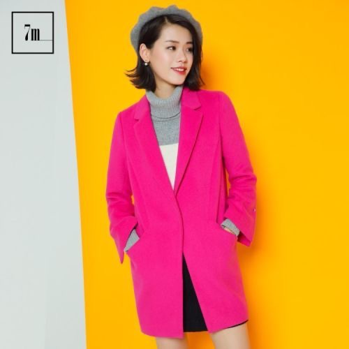 เสื้อโค้ท เสื้อกันหนาว เนื้อผ้าสักหลาดวูล สีแดง แบรนด์ 7m สำเนา