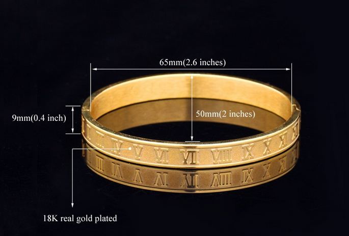 กำไลข้อมือ ผู้หญิง กำไลข้อมือ 316L Stainless Steel กำไลทอง แกะลาย ตัวเลข โรมัน สีทอง และ สีเงิน กำไล ข้อมือ ทอง ใส่ได้ทุกโอกาส 726061