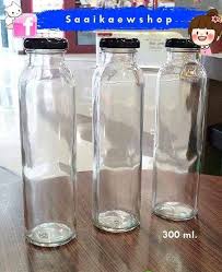 ขวดแก้ว สูง 300 ml. ขวดชานม ขวดน้ำผลไม้