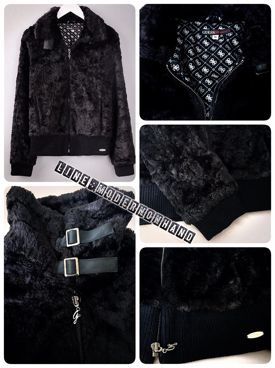 Guess เสื้อกันหนาว แบรนด์เนม Guess แต่งขนฟู แขนเอวจั๊มพ์ คอปกใส่ได้2 แบบ สวยหรู ขนเนียนนุ่ม ติดtag เหล็กguess ขอบเอว หัวซิบ สวย อุ่นมากคะ Size M/L ดำ
