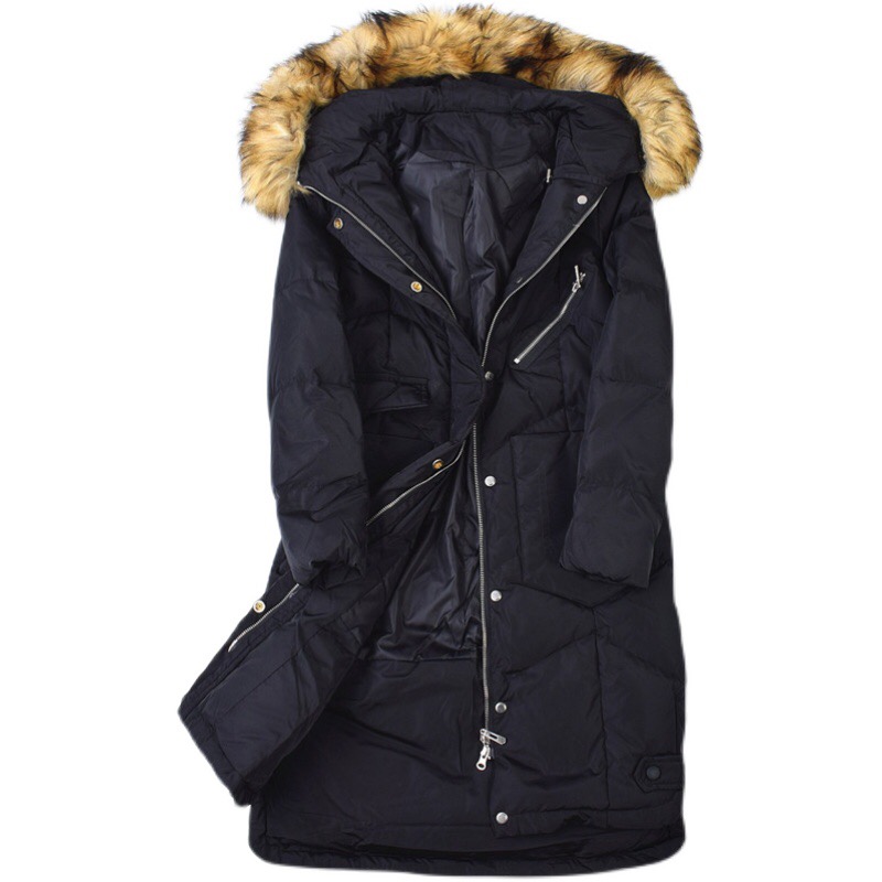 เสื้อกันหนาว โค้ทขนเป็ด เสื้อฮู้ดเฟอร์ บุขนเป็ด สีดำ (padded puffer coat สำเนา สำเนา ดำ