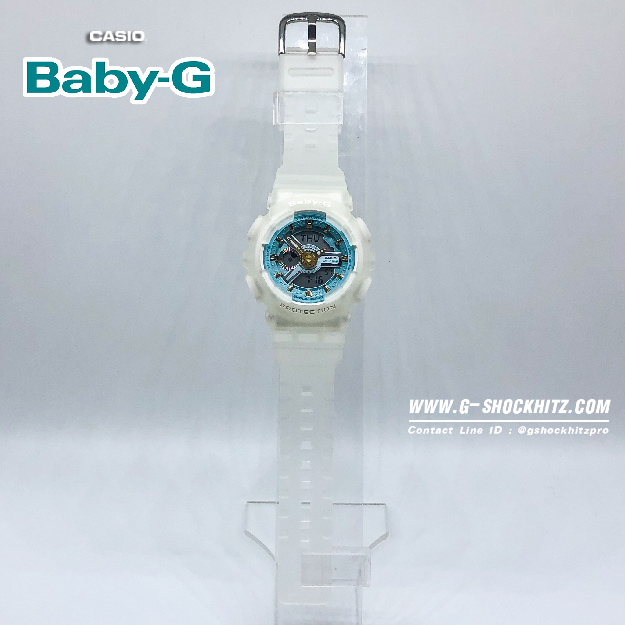 CASIO BABY-G นาฬิกาข้อมือ นาฬิกากันน้ำ นาฬิกาของแท้ ประกันศูนย์ CMG 1 ปี รุ่น BA-110SC-7A นาฬิกาสีขาว