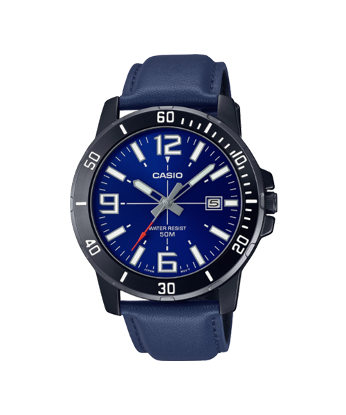 CASIO MID YEAR SALE นาฬิกาคาสิโอ พร้อมส่ง นาฬิกาข้อมือ นาฬิกากันน้ำ นาฬิกาของแท้ BTS ประกันศูนย์ CMG 1 ปี รุ่น MTP-VD01BL-2B นาฬิกาสีน้ำเงิน