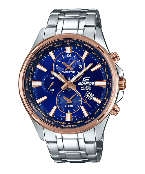 CASIO EDIFICE นาฬิกาข้อมือ นาฬิกากันน้ำ นาฬิกาของแท้ ประกันศูนย์ CMG 1 ปี รุ่น EFR-304PG-2A นาฬิกาสีเงิน
