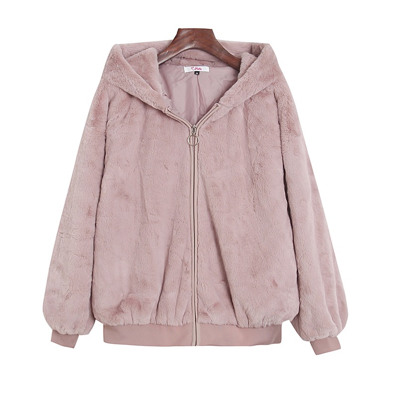 Pink latte เสื้อเฟอร์กันหนาว หมวกฮู้ด เสื้อขน (FLUFFY COAT ) แบรนด์ Pink latte