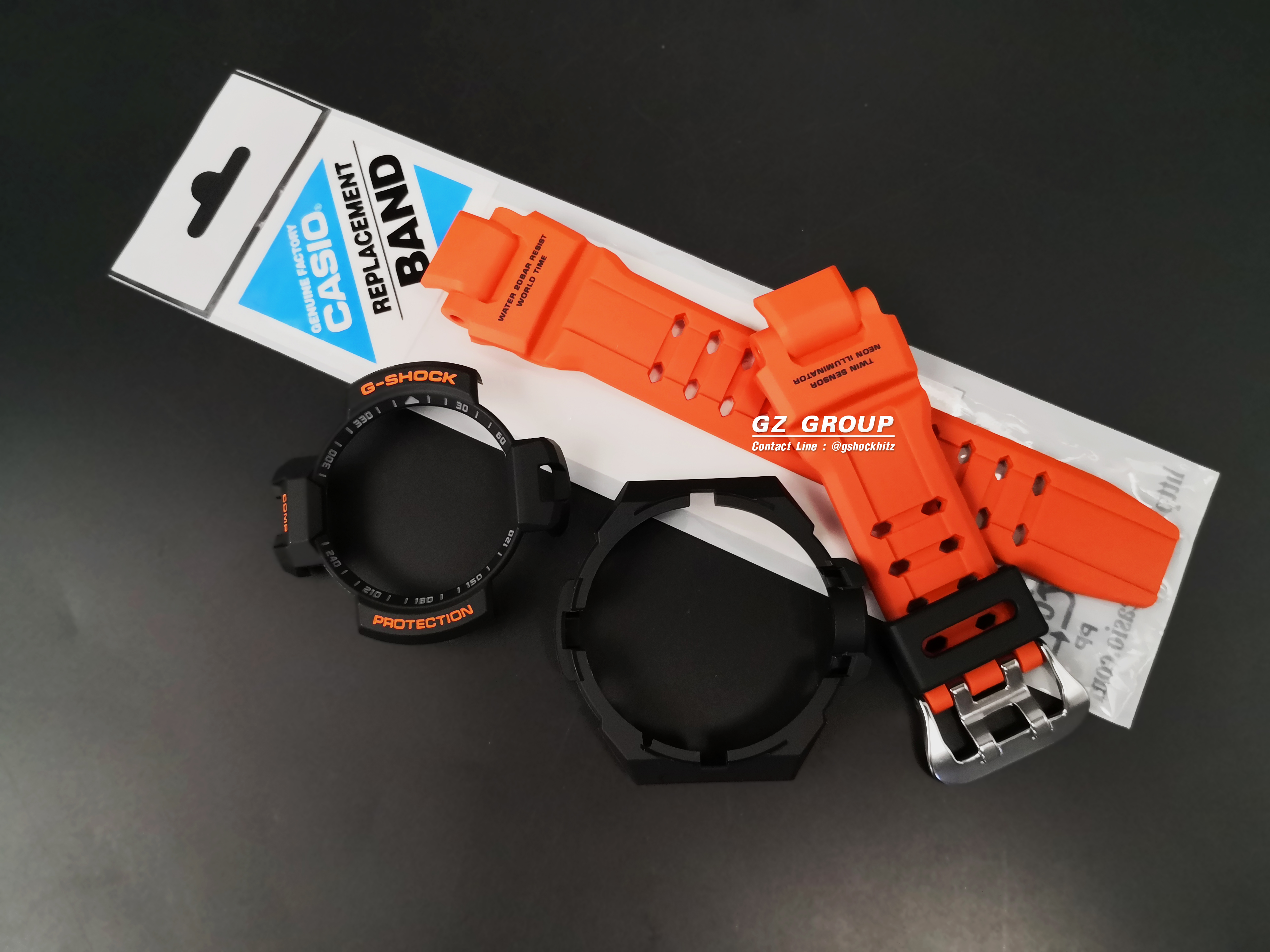 CASIO GENUINE FACTORY CASIO REPLACEMENT อะไหล่นาฬิกา G-SHOCK รุ่น GA-1000-4A กรอบสายสีส้ม
